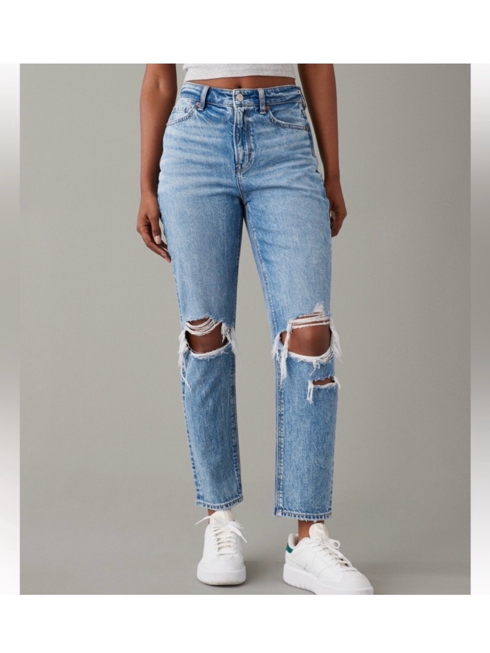 American Eagle Outfitters Strigid Ripped Mom Jean 8 Long